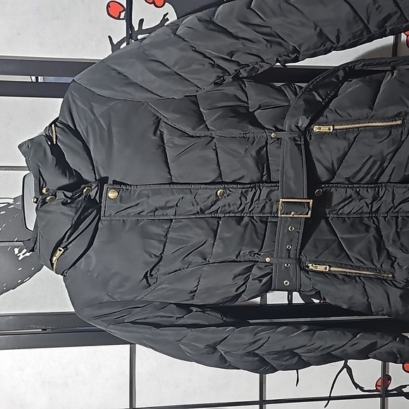 Cole Haan Hooded Puffer Coat Black Size XS - Picture 6 of 9